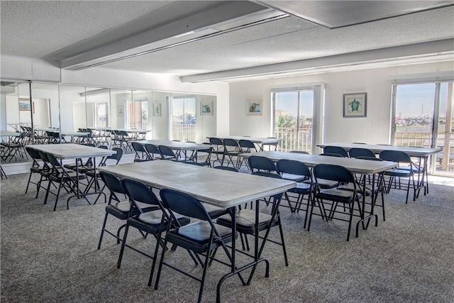 14300 S Padre Island Dr Unit 79, Corpus Christi, TX 78418 - dining area with carpet flooring and a textured ceiling
