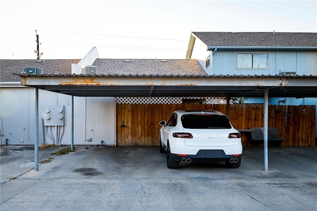 view of parking featuring a carport