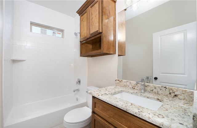 full bathroom featuring vanity, shower / bathtub combination, and toilet