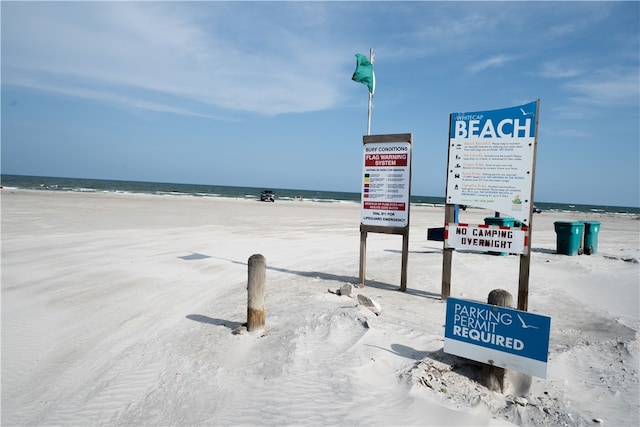 exterior details with a view of the beach