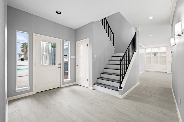 foyer entrance featuring light hardwood / wood-style flooring