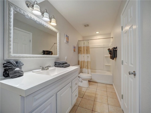800 Beach Access Road 1a 509, Port Aransas, TX 78373 - bathroom with toilet, tile patterned floors, vanity, shower / bath combo with shower curtain, and recessed lighting