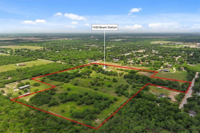aerial view of property's location featuring property parcel outlined