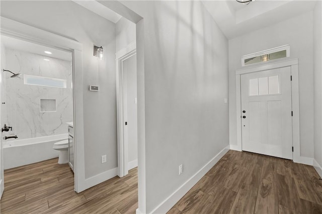 6218 Sadie St, Corpus Christi, TX 78415 - foyer with wood finished floors and baseboards