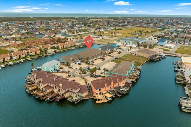 15414 Salt Cay Ct Unit 5E, Corpus Christi, TX 78418 - drone / aerial view with a water view and a residential view