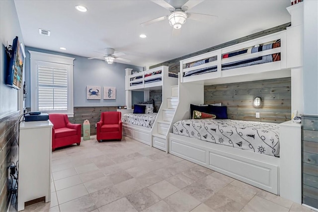 bedroom featuring ceiling fan