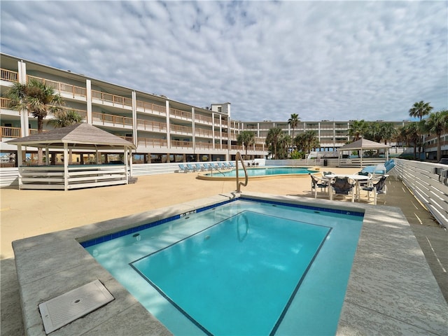 view of pool with a gazebo