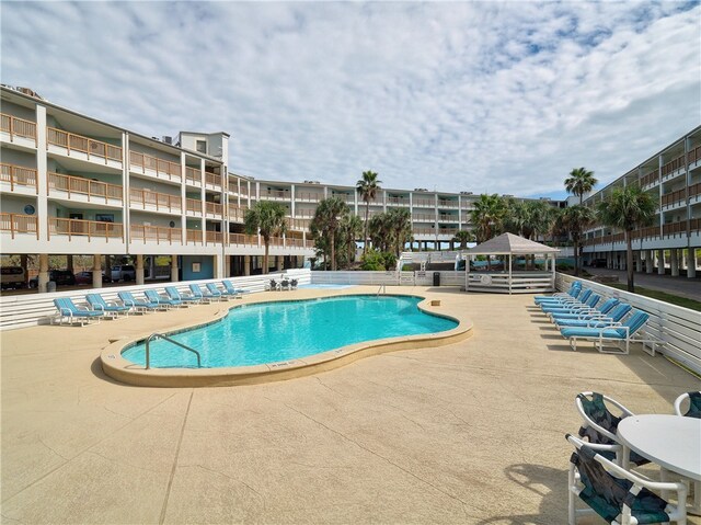 view of pool featuring a gazebo