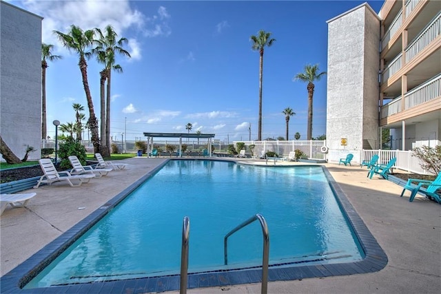 view of pool featuring a patio area