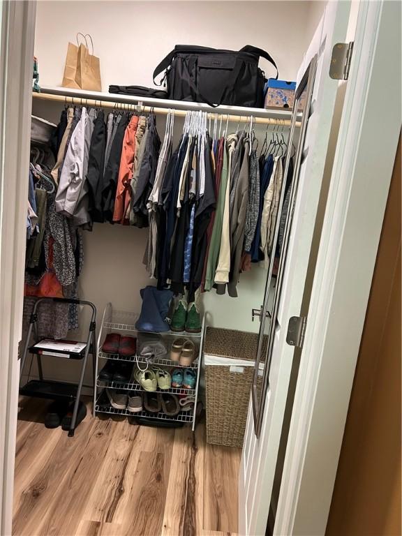 walk in closet featuring wood finished floors