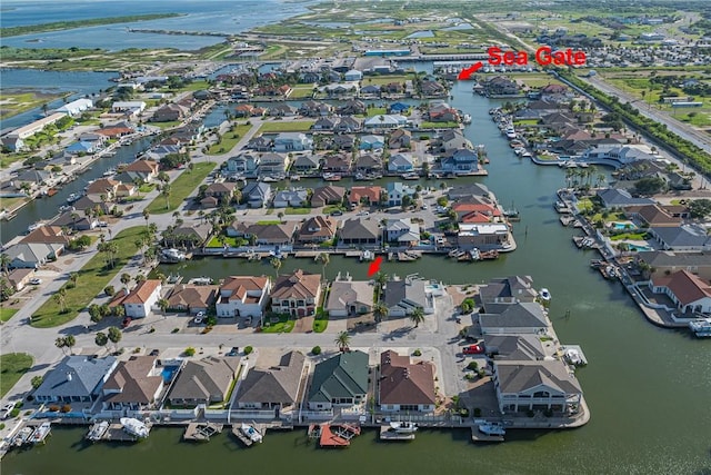109 Redfish Ct, Aransas Pass, TX 78336 - aerial overview of property's location with nearby suburban area and a large body of water