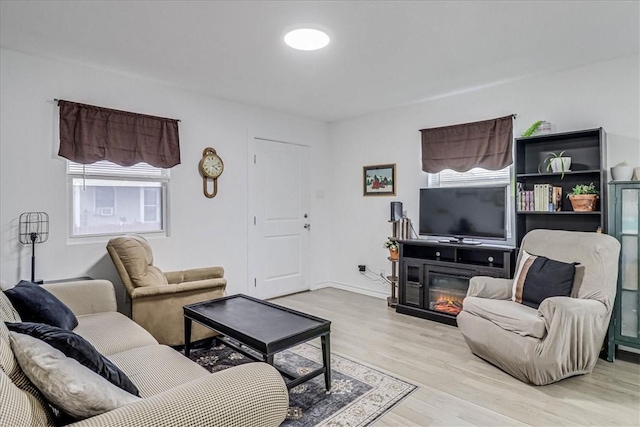 living room with light wood-type flooring