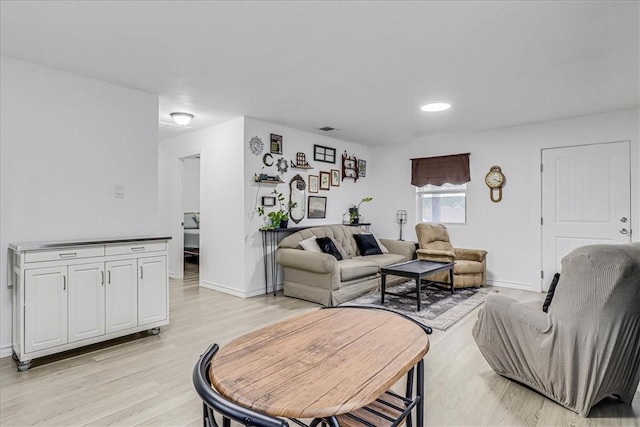 living room with light wood-type flooring