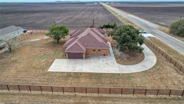 bird's eye view featuring a rural view