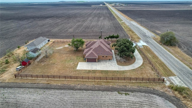 drone / aerial view with a rural view