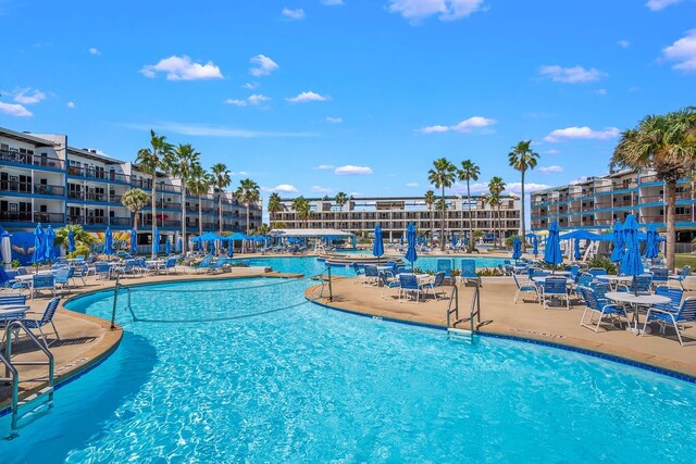 view of pool featuring a patio