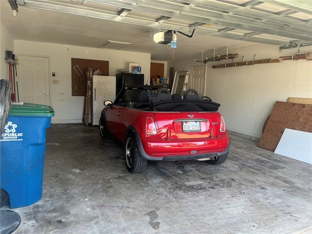 garage with a garage door opener