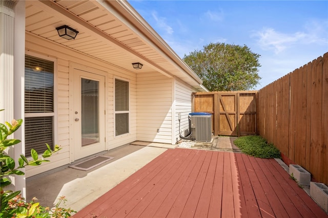 wooden deck with cooling unit