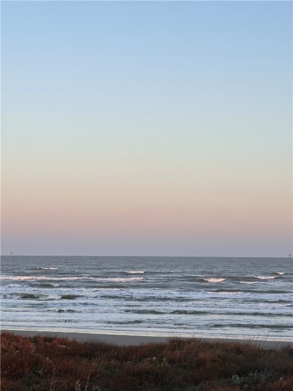 property view of water featuring a beach view