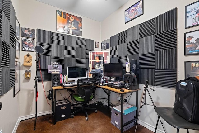 view of carpeted office space