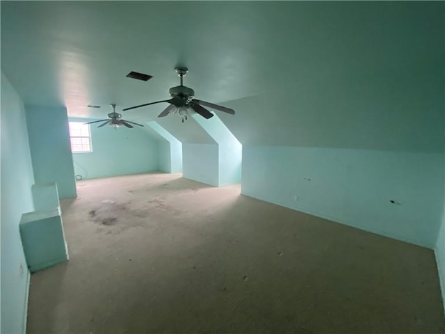 bonus room featuring ceiling fan