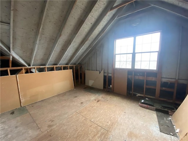 view of unfinished attic