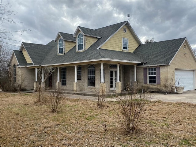 view of front of home featuring a garage and covered porch