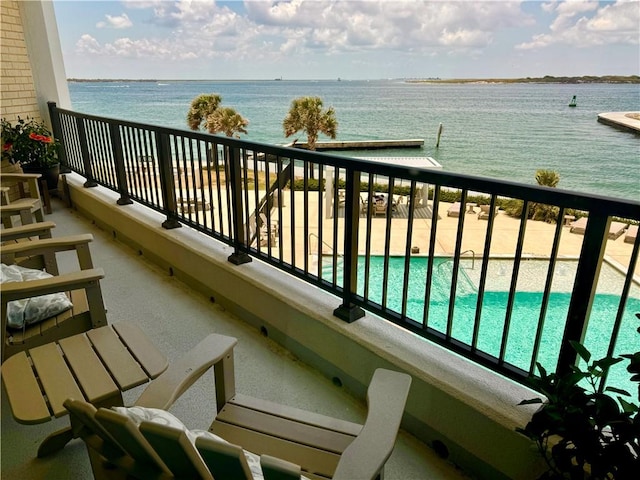 balcony with a water view