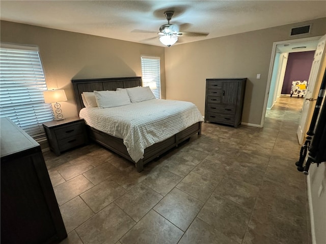 bedroom featuring ceiling fan