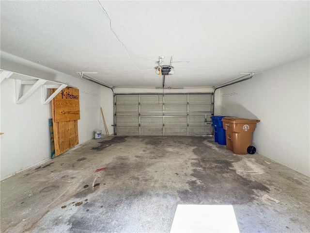 garage with a garage door opener