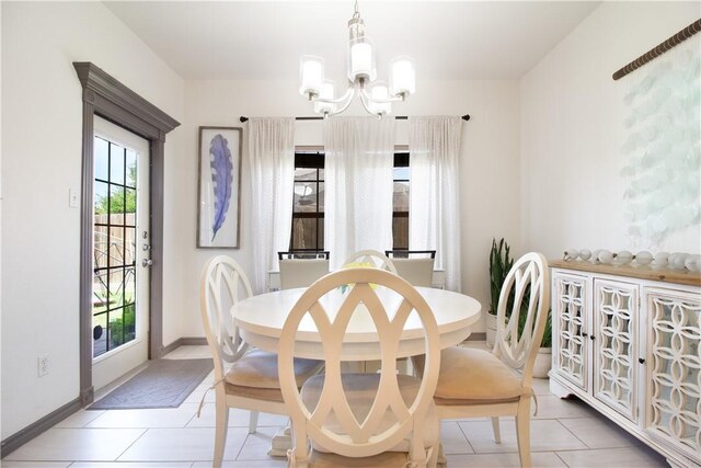 7002 Madiera Dr, Corpus Christi, TX 78414 - dining area featuring a chandelier and light tile patterned floors