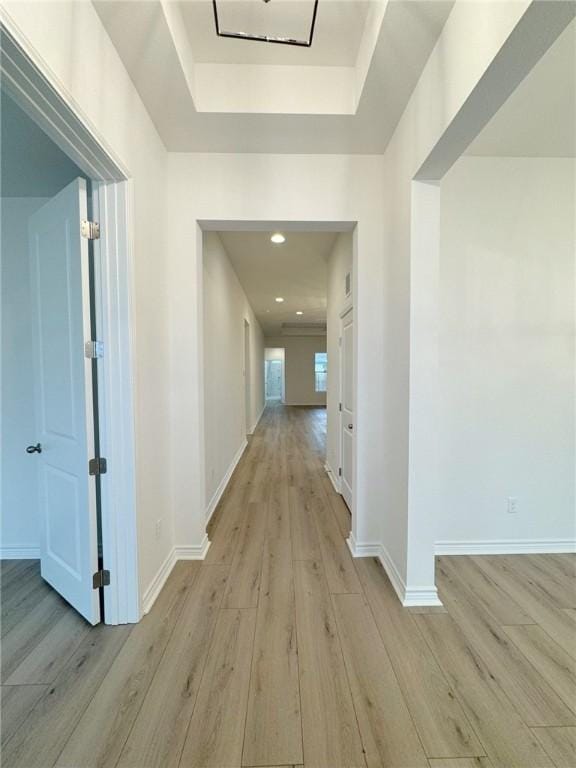 hall with light hardwood / wood-style flooring