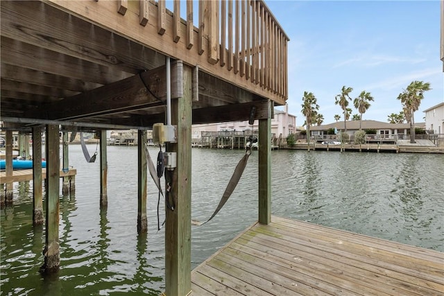 view of dock featuring a water view