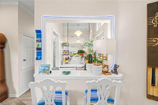 2110 Harbor Ct, Rockport, TX 78382 - bar area featuring baseboards, ornamental molding, and a sink
