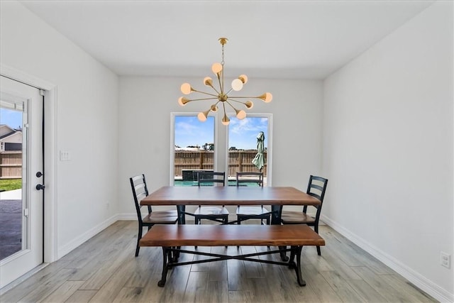 7910 Parham Dr, Corpus Christi, TX 78414 - dining room with a chandelier, plenty of natural light, and light wood-style floors