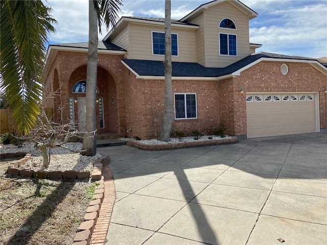 view of front of property with a garage