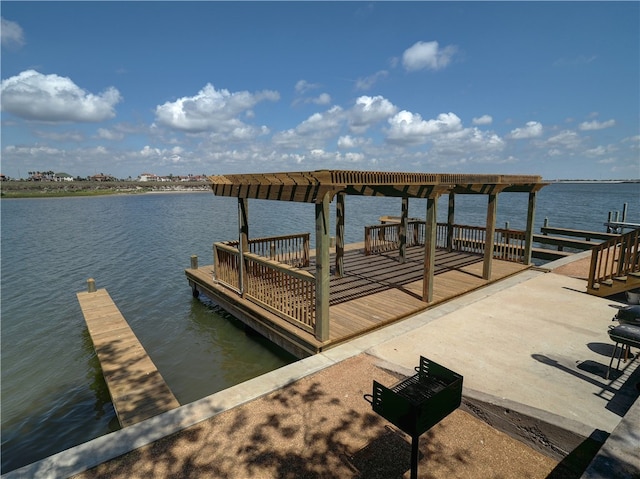 view of dock featuring a water view