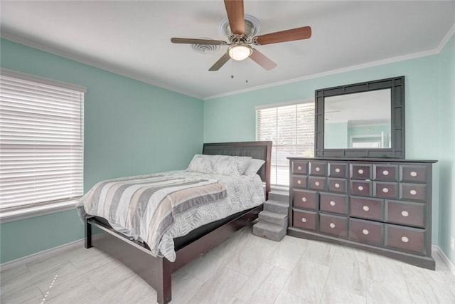 1038 Herndon St, Corpus Christi, TX 78411 - bedroom featuring ornamental molding and ceiling fan