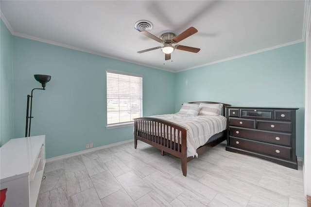 1038 Herndon St, Corpus Christi, TX 78411 - bedroom featuring crown molding and a ceiling fan