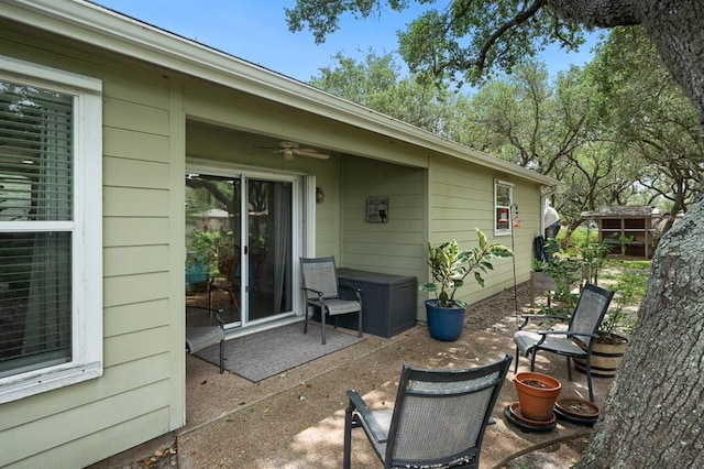 view of patio / terrace with a ceiling fan