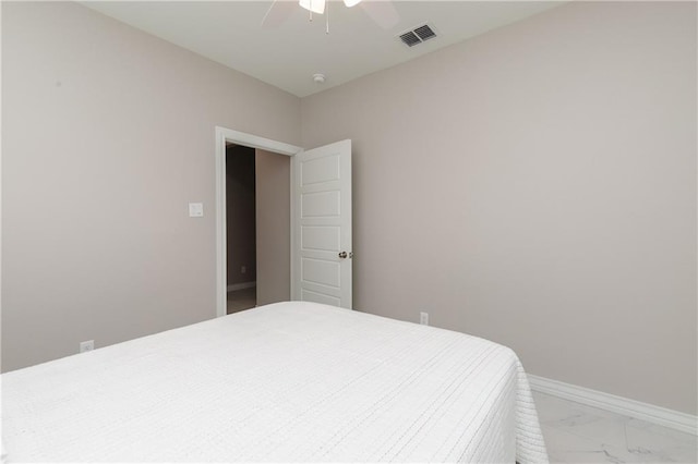 bedroom featuring ceiling fan