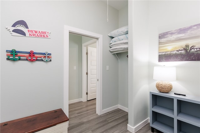 interior space with hardwood / wood-style flooring