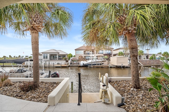 view of dock featuring a water view