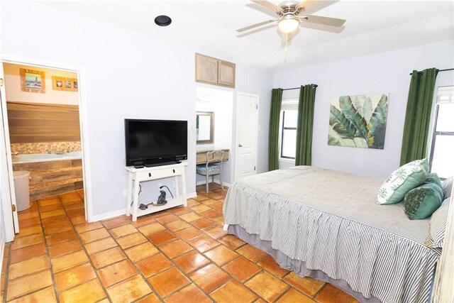 15641 Three Fathoms Bank Dr, Corpus Christi, TX 78418 - bedroom featuring light tile patterned floors, baseboards, and ceiling fan
