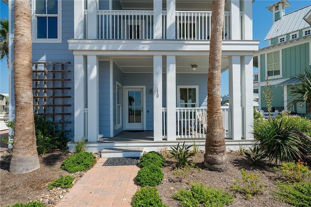 property entrance with a porch