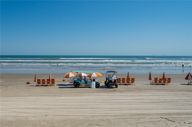 property view of water featuring a view of the beach