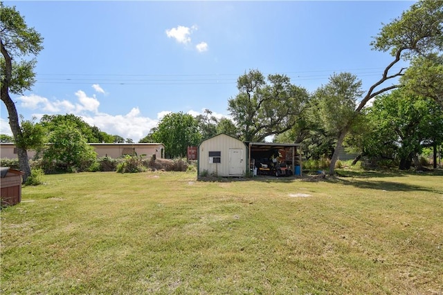view of yard featuring an outdoor structure