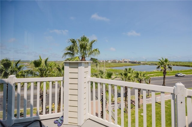 balcony with a water view