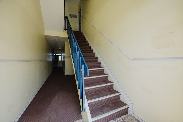 staircase with carpet