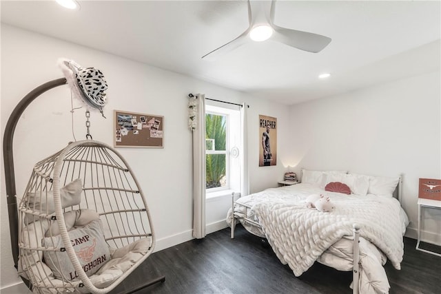 502 Corpus Christi Channel Prt, Aransas, TX 78373 - bedroom featuring wood finished floors, recessed lighting, and ceiling fan